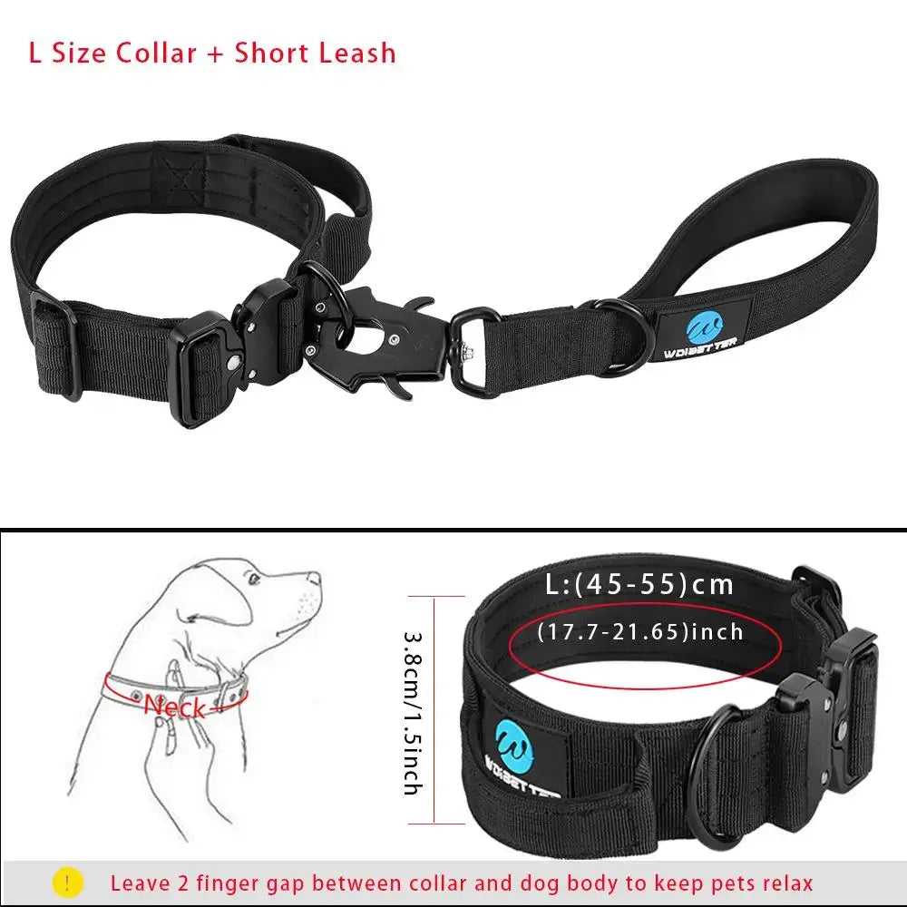 Ensemble collier et laisse tactiques pour chien - Black Short -L