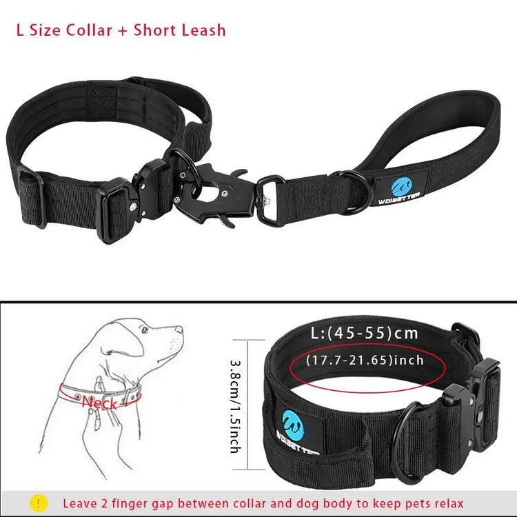 Ensemble collier et laisse tactiques pour chien - Black Short -L