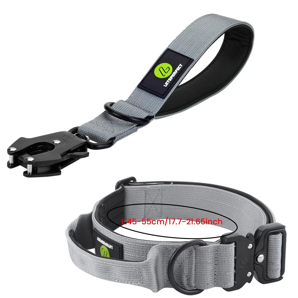 Ensemble collier et laisse tactiques pour chien - Grey Short -L