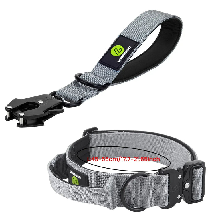 Ensemble collier et laisse tactiques pour chien - Grey Short -L
