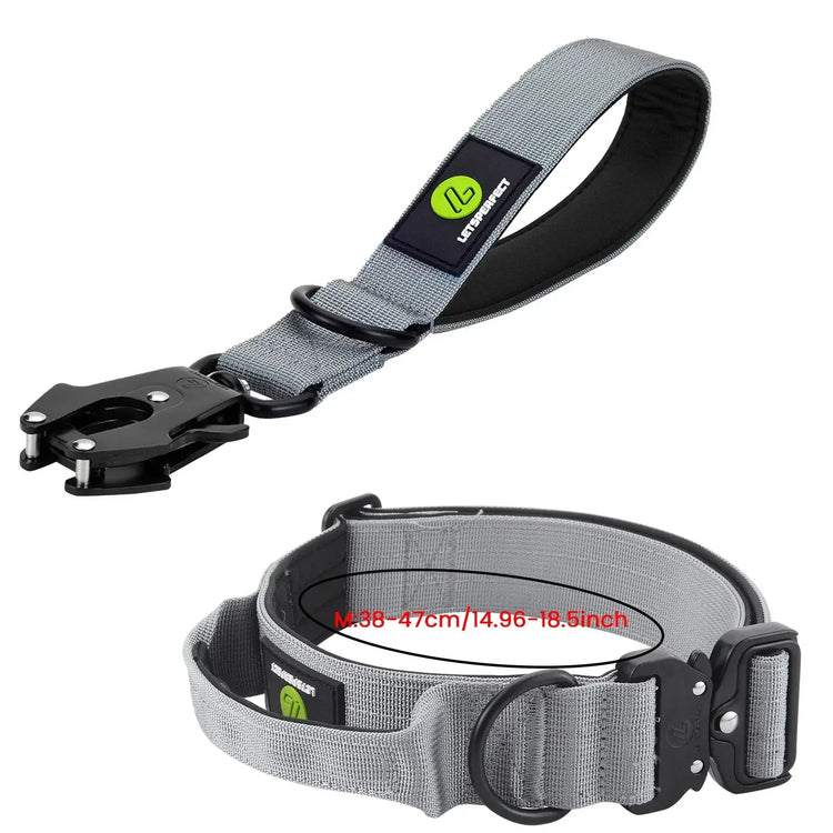 Ensemble collier et laisse tactiques pour chien - Grey Short -M