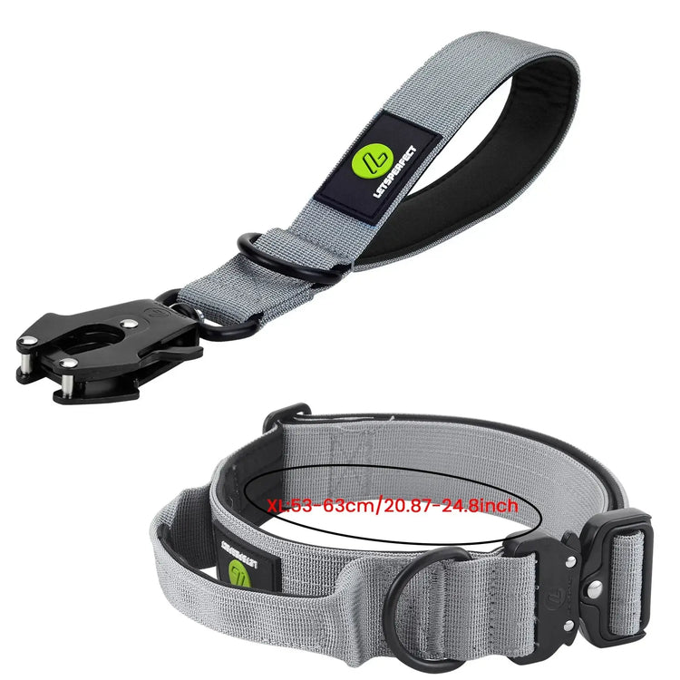 Ensemble collier et laisse tactiques pour chien - Grey Short -XL