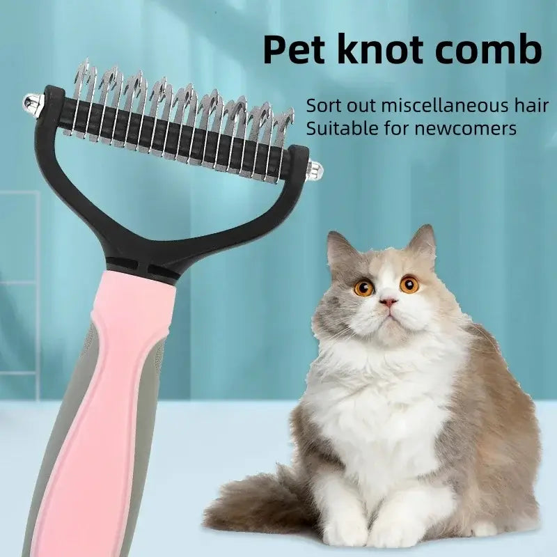 Ergonomic Home Use Durable Pet Fur Knot Cutter 2 Sided Comb Dog Cat Grooming Hair Remover Puppy Shedding Trimmer