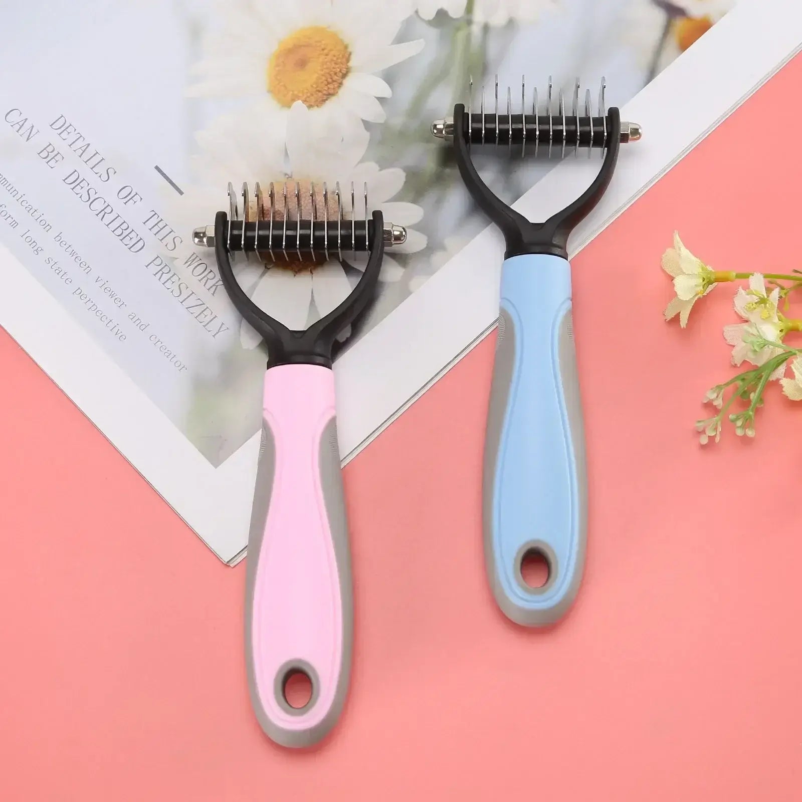 Ergonomic Home Use Durable Pet Fur Knot Cutter 2 Sided Comb Dog Cat Grooming Hair Remover Puppy Shedding Trimmer