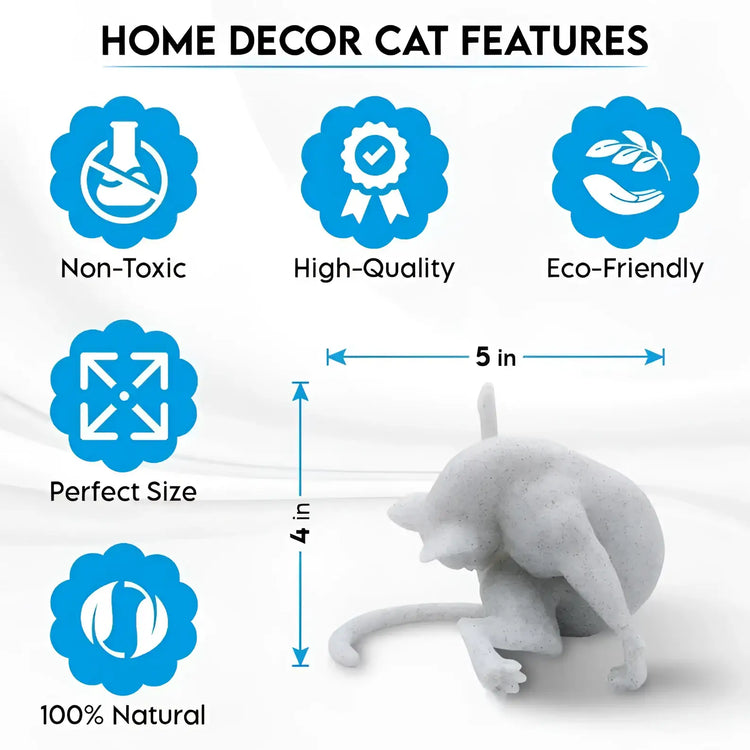 Cat Licking Paw Figurine Minimalist Home Decor Creative Gift