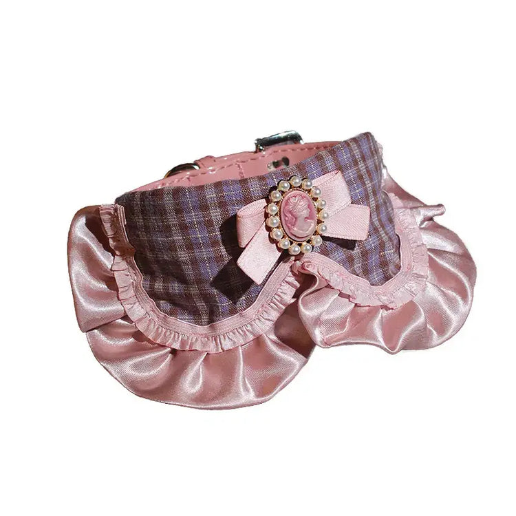 French Princess Pet Accessories Dog Collar Leash Pearl Bow Lace Bib Small Bichon Walking Leash Pet Supplies Puppy