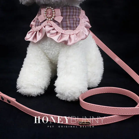 French Princess Pet Accessories Dog Collar Leash Pearl Bow Lace Bib Small Bichon Walking Leash Pet Supplies Puppy