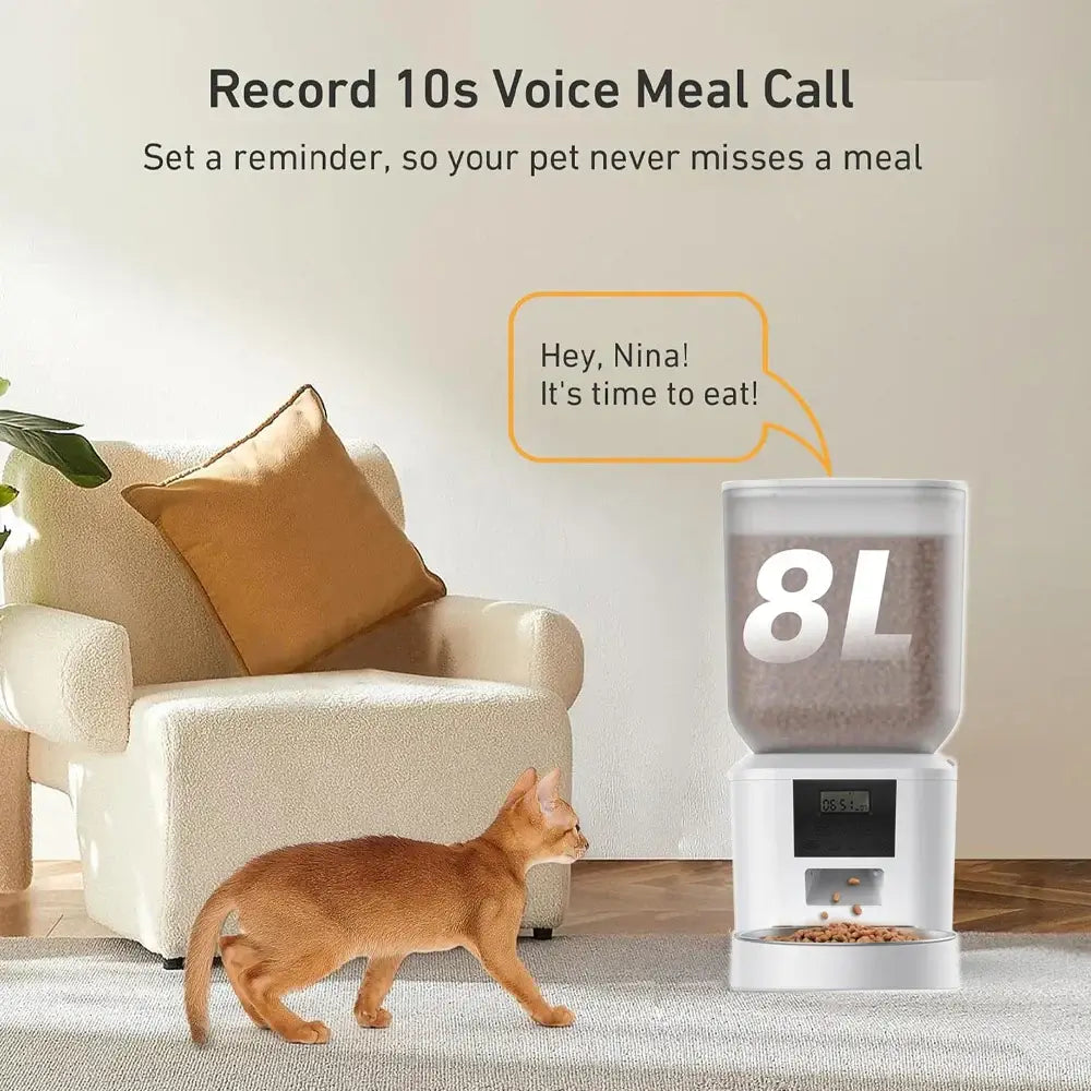 FURPIPI Smart 8L Automatic Pet Feeder with Timer USB & Battery Powered Slow Feed Dispenser for Cats and Dogs No Plug