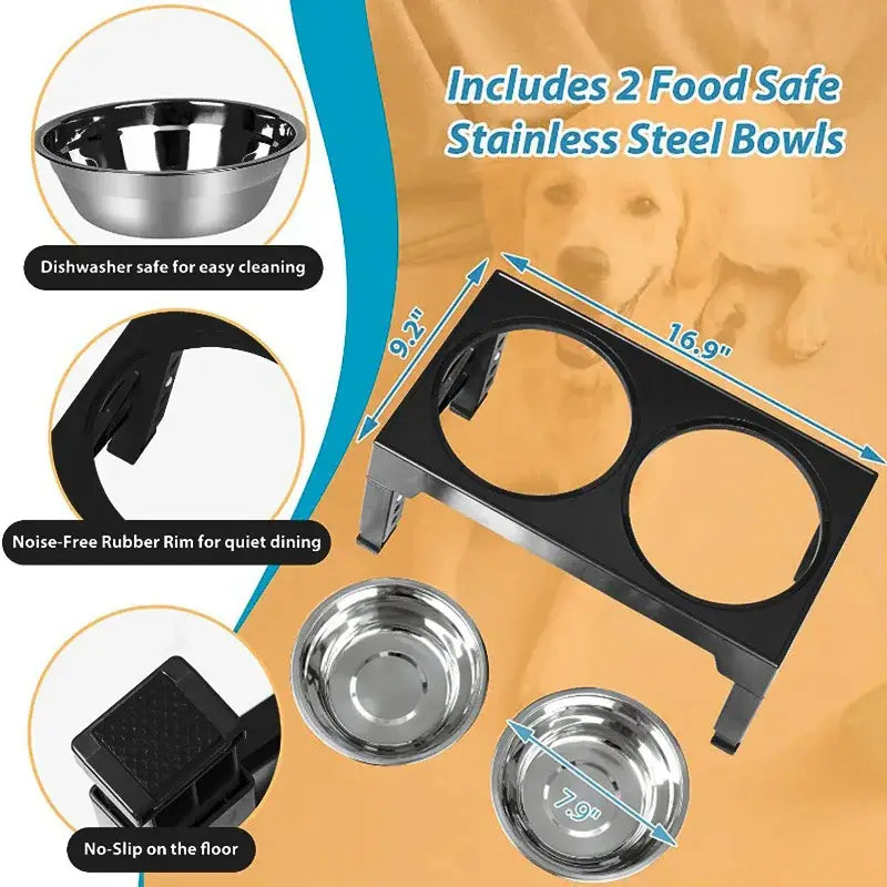 Gamelle surélevée pour chien - black / 2 Stainless Steel / China Mainland