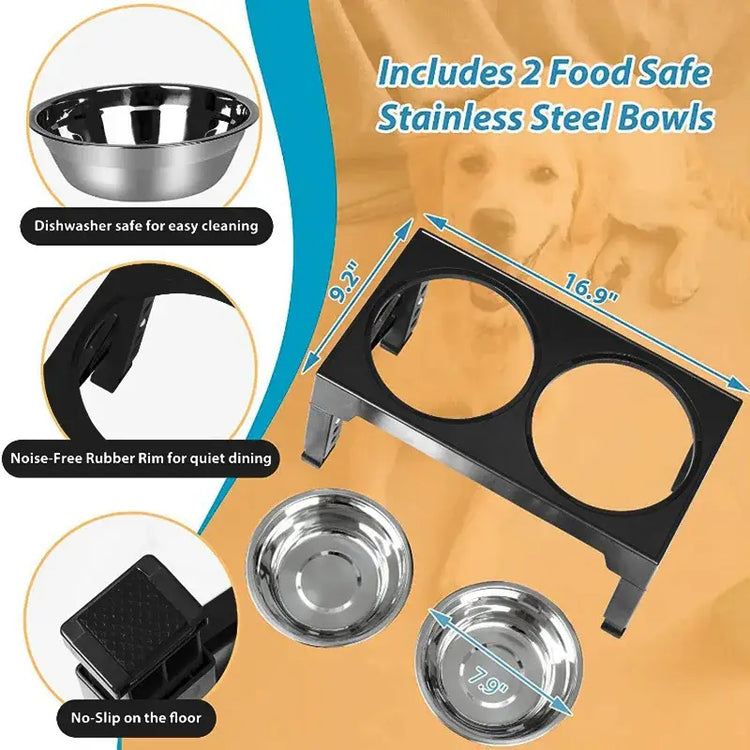 Gamelle surélevée pour chien - black / 2 Stainless Steel / China Mainland