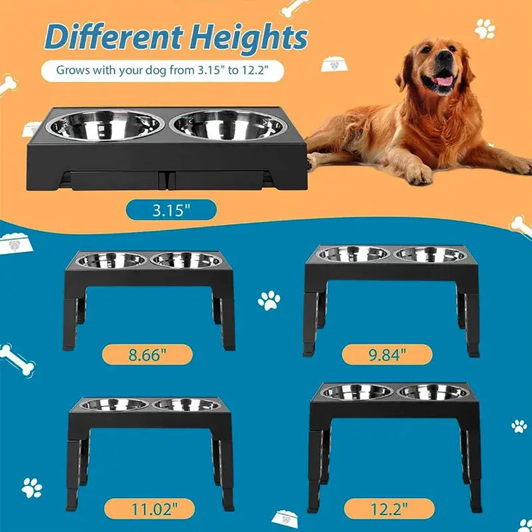 Gamelle surélevée pour chien - black / 2 Stainless Steel / China Mainland
