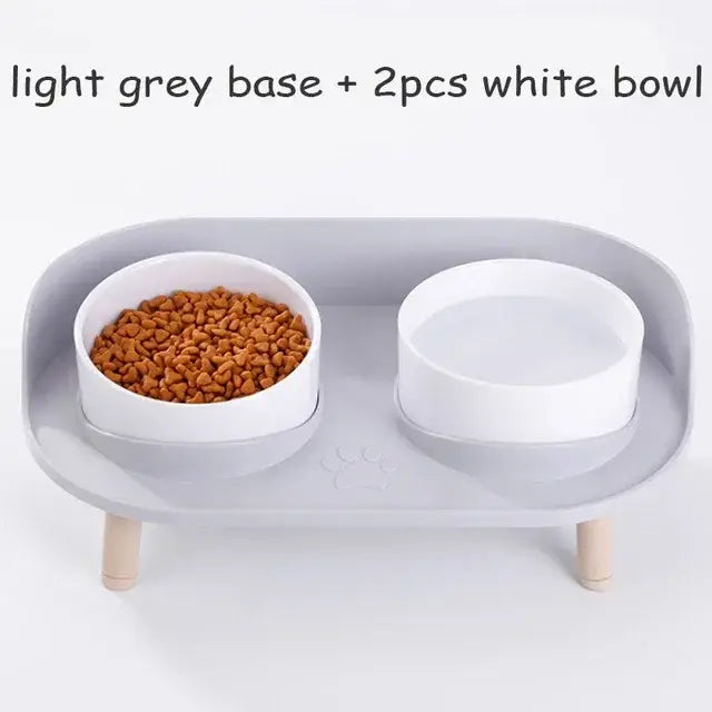 Gamelles doubles pour chat - Light Gray-2w