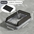 Grand bac à litière pour chat en acier inoxydable - Black 50CM