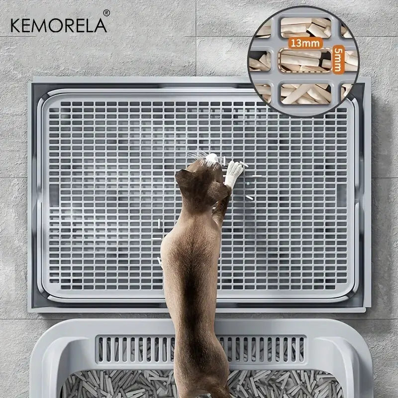 Grand bac à litière pour chat en acier inoxydable