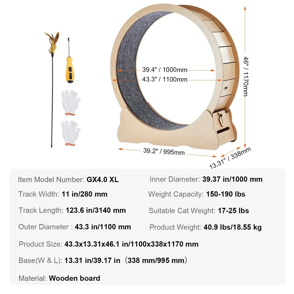 Grande roue de tapis roulant pour chat - 43.3inch Wood / spain