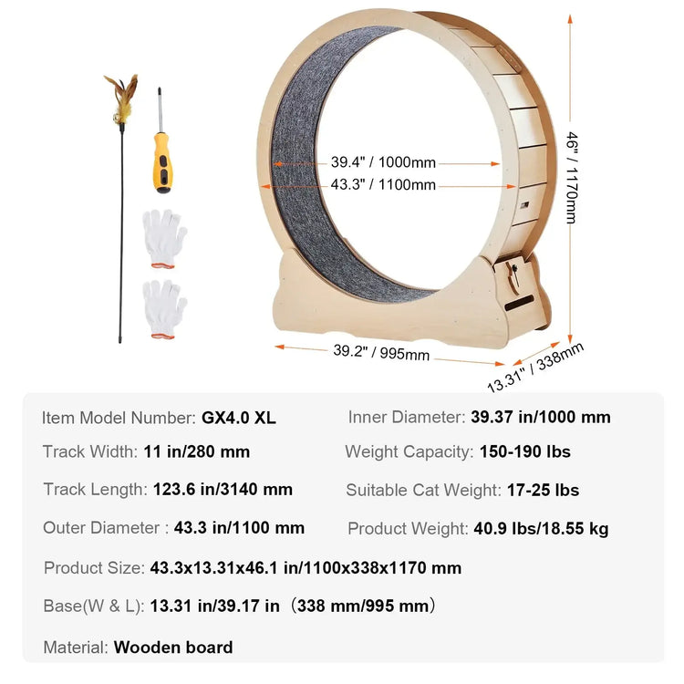 Grande roue de tapis roulant pour chat - 43.3inch Wood / spain