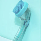 Hair Removal Pet Bath Brush Long Handle Soap Dispenser Dog Cleaning Brush Soft Silicone Rubber Comb Pet Wash Brush Cat