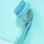 Hair Removal Pet Bath Brush Long Handle Soap Dispenser Dog Cleaning Brush Soft Silicone Rubber Comb Pet Wash Brush Cat