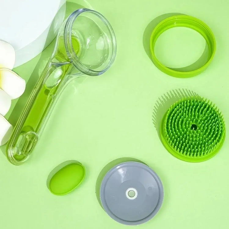 Hair Removal Pet Bath Brush Long Handle Soap Dispenser Dog Cleaning Brush Soft Silicone Rubber Comb Pet Wash Brush Cat
