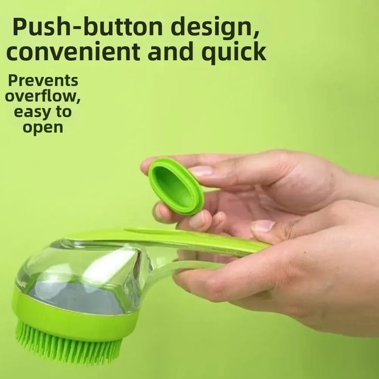 Hair Removal Pet Bath Brush Long Handle Soap Dispenser Dog Cleaning Brush Soft Silicone Rubber Comb Pet Wash Brush Cat