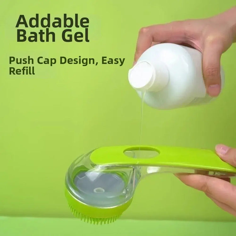 Hair Removal Pet Bath Brush Long Handle Soap Dispenser Dog Cleaning Brush Soft Silicone Rubber Comb Pet Wash Brush Cat