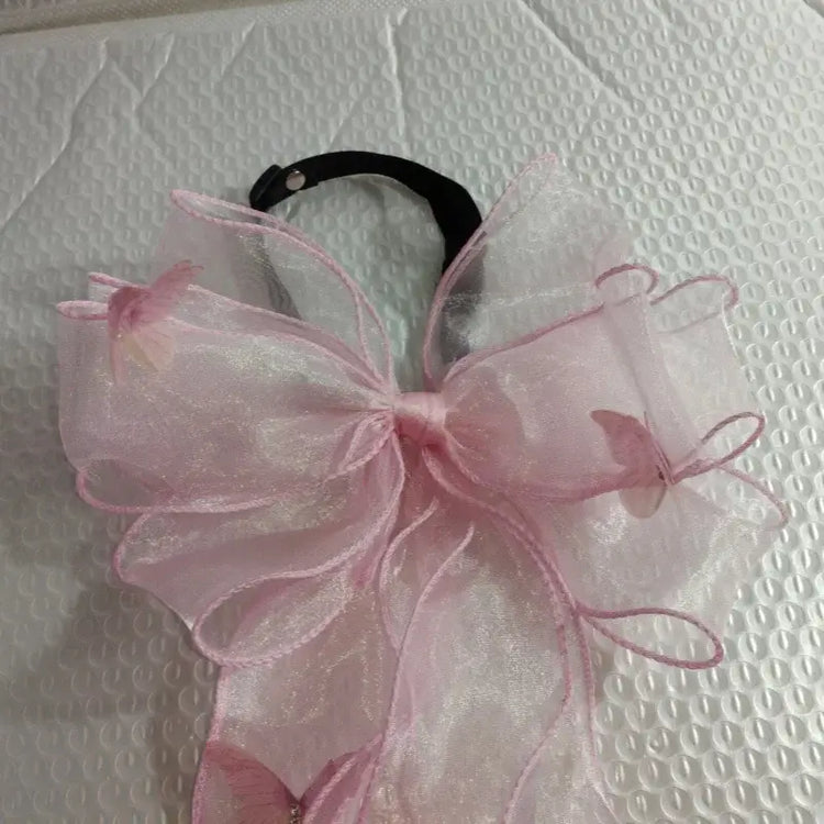 Handmade Lace Neck Collars for Pets Big Bow Collars for Puppy and Cats Cute and Elegant Blue and Pink Pet Accessories