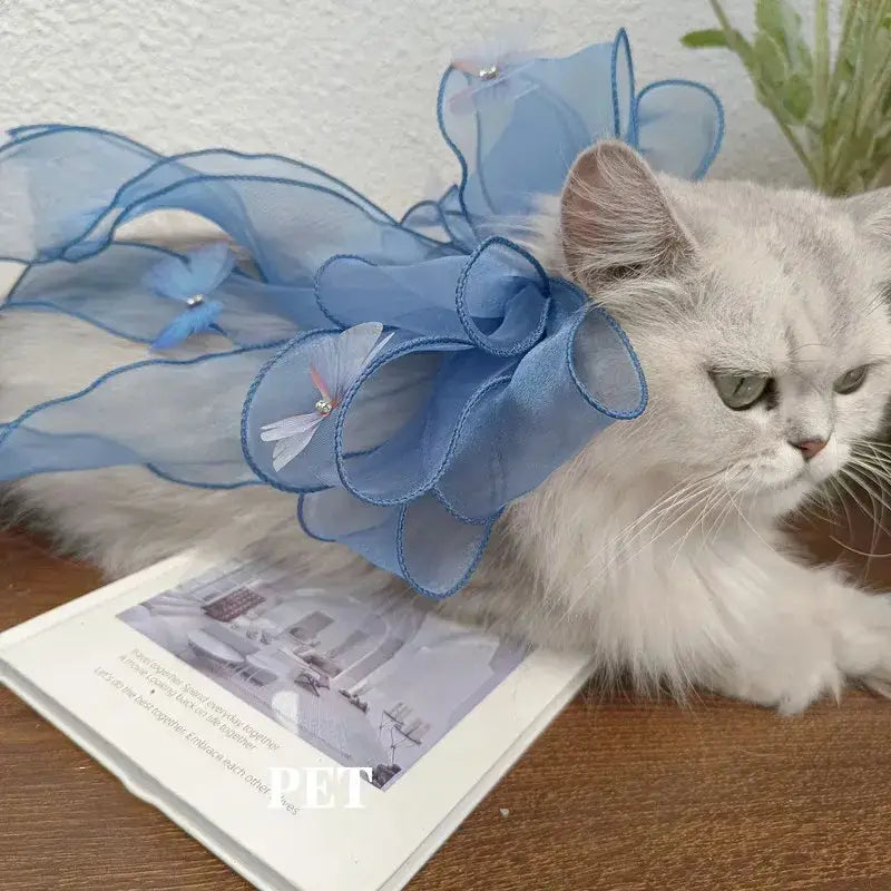 Handmade Lace Neck Collars for Pets Big Bow Collars for Puppy and Cats Cute and Elegant Blue and Pink Pet Accessories