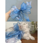 Handmade Lace Neck Collars for Pets Big Bow Collars for Puppy and Cats Cute and Elegant Blue and Pink Pet Accessories