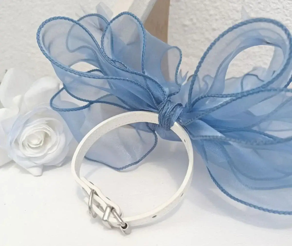 Handmade Lace Neck Collars for Pets Big Bow Collars for Puppy and Cats Cute and Elegant Blue and Pink Pet Accessories
