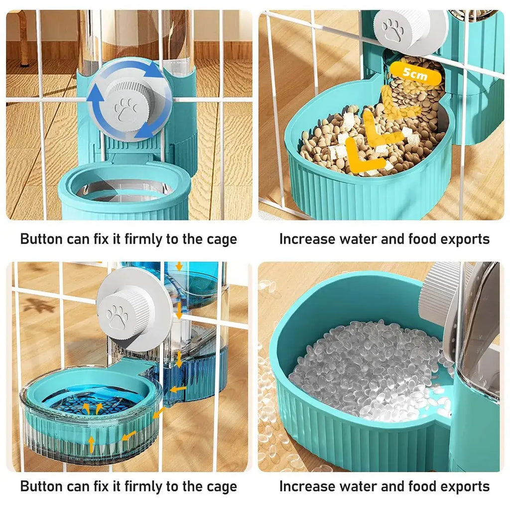 Hanging Automatic Pet Food Feeder/Water Dispenser Gravity Cat Auto Feeder Waterer Set Pet Feeding Product For Puppy