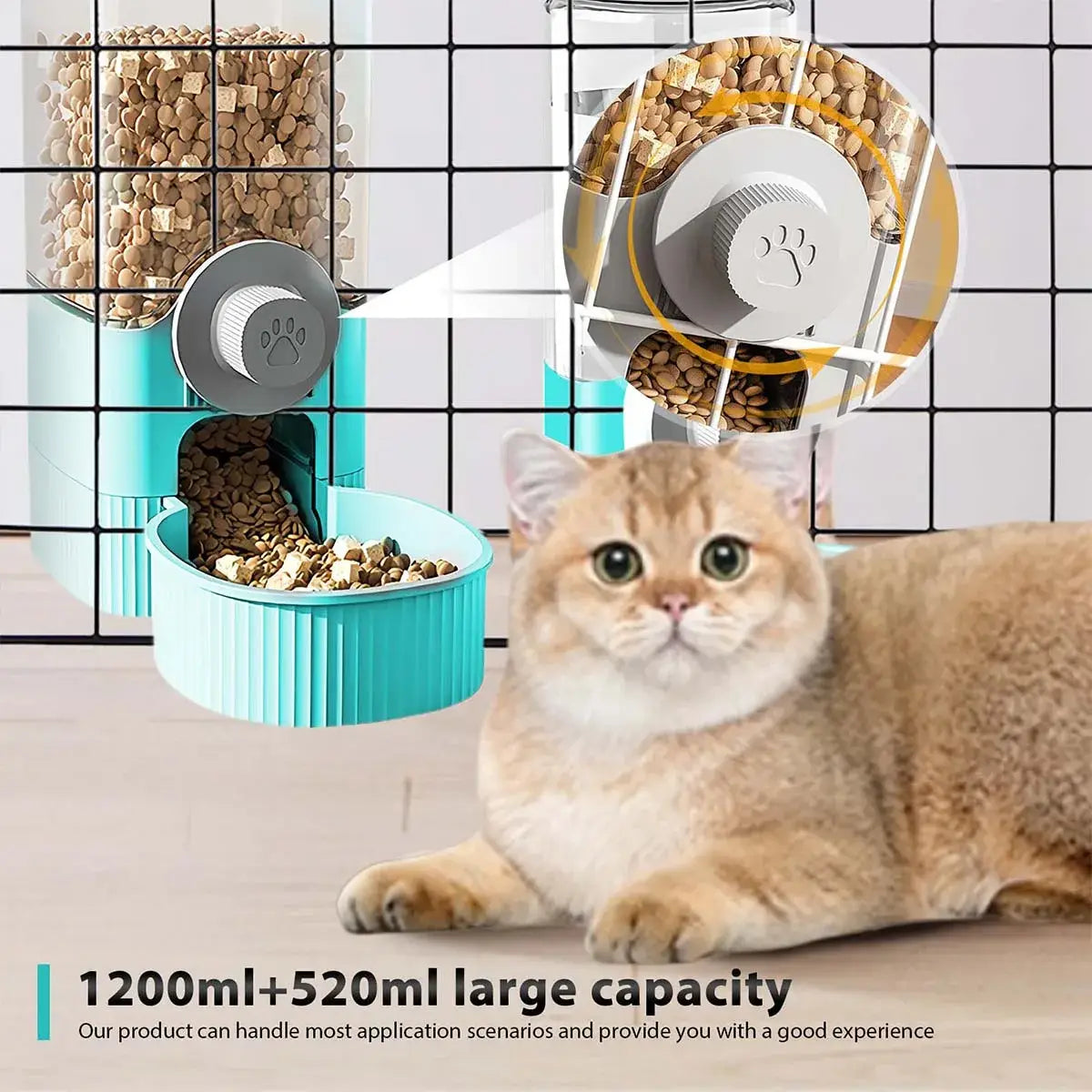 Hanging Automatic Pet Food Feeder/Water Dispenser Gravity Cat Auto Feeder Waterer Set Pet Feeding Product For Puppy