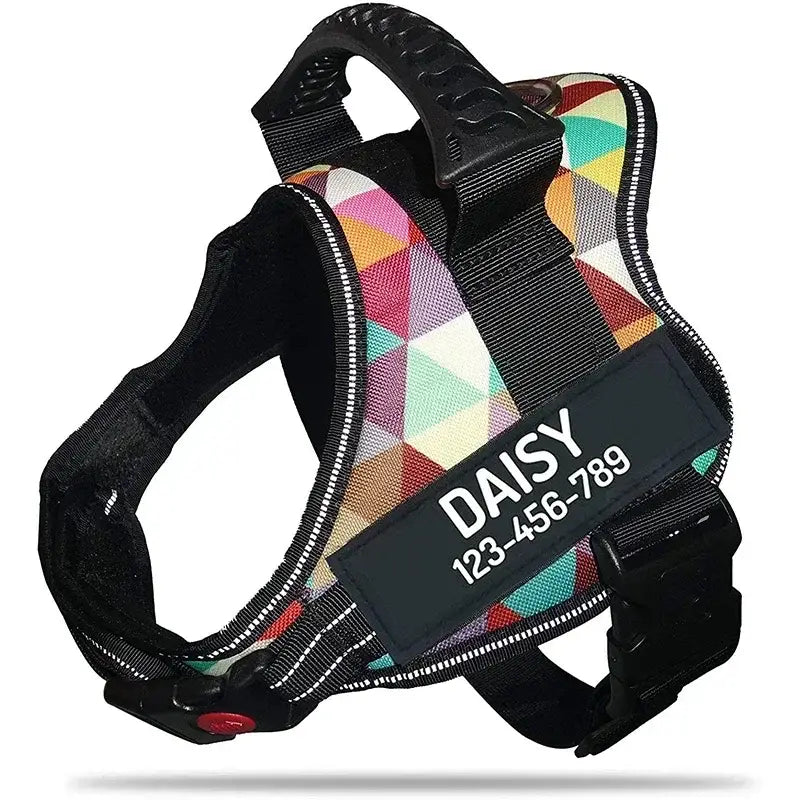 Harnais pour chien avec nom personnalisé - Color grid / XL