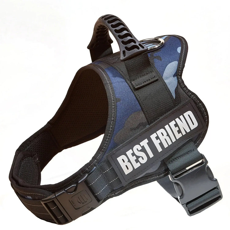 Harnais pour chien avec nom personnalisé - Dark Blue Camo / XS（old）