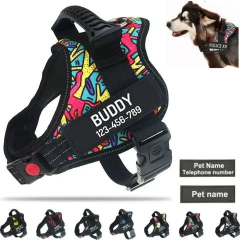 Harnais pour chien avec nom personnalisé