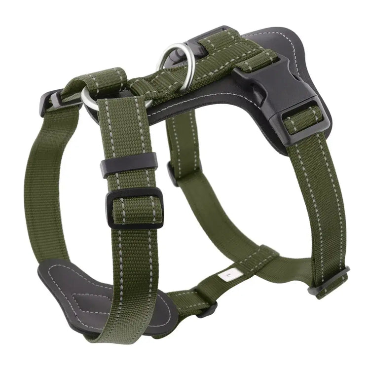 Harnais pour chien en cuir véritable résistant - GERMANY / M / green