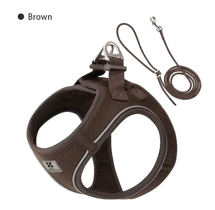 Harnais réfléchissant réglable pour chien - brown / XXXS
