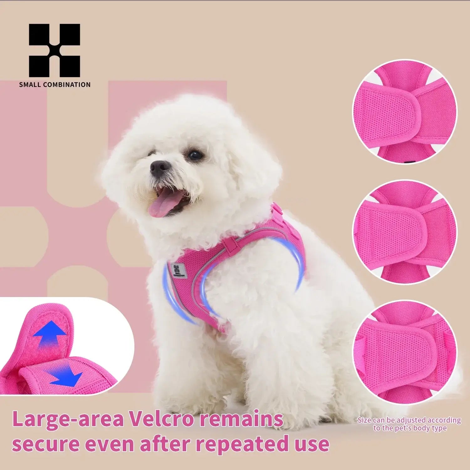 Adjustable Reflective Harness for Dog - Wine Red / XS — XS sqm, Wine red, 0.2 kg — photo 4