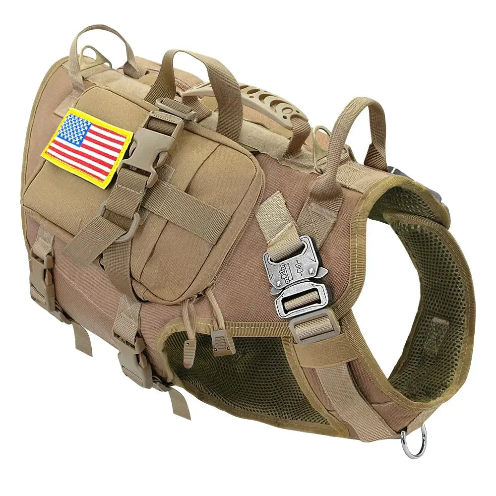 Harnais tactique pour chien - Khaki with bag / Chest 55-80cm