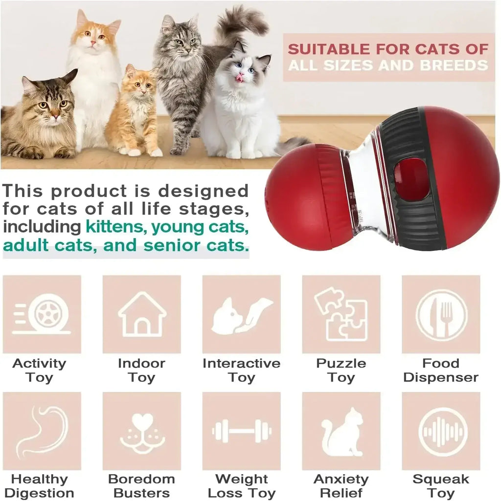Interactive Cat Feeder Rotating Outlet Puzzle Feeder for Cats Small Dogs Mental Stimulation Exercise Toy for Pets Slow