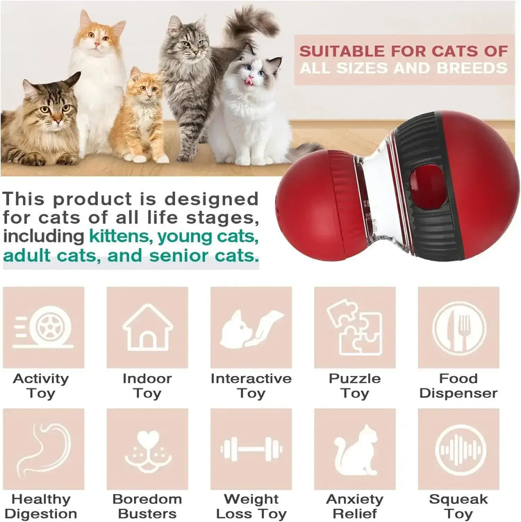 Interactive Cat Feeder Rotating Outlet Puzzle Feeder for Cats Small Dogs Mental Stimulation Exercise Toy for Pets Slow