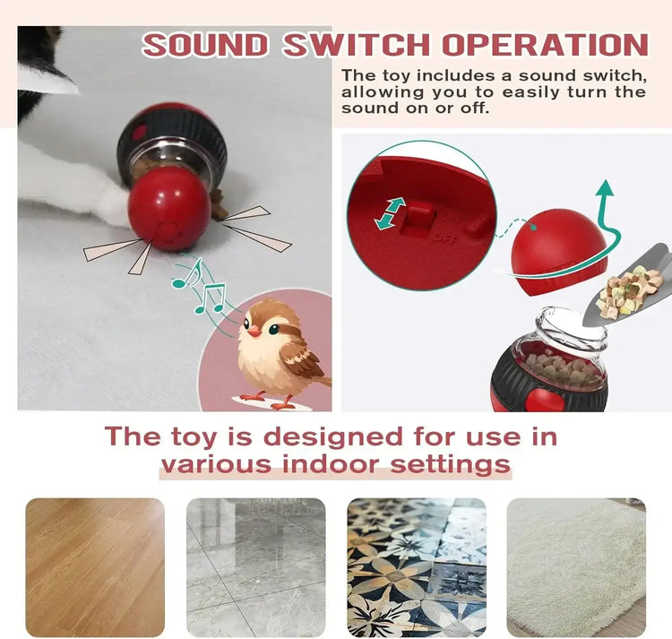Interactive Cat Feeder Rotating Outlet Puzzle Feeder for Cats Small Dogs Mental Stimulation Exercise Toy for Pets Slow