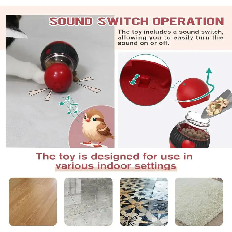 Interactive Cat Feeder Rotating Outlet Puzzle Feeder for Cats Small Dogs Mental Stimulation Exercise Toy for Pets Slow