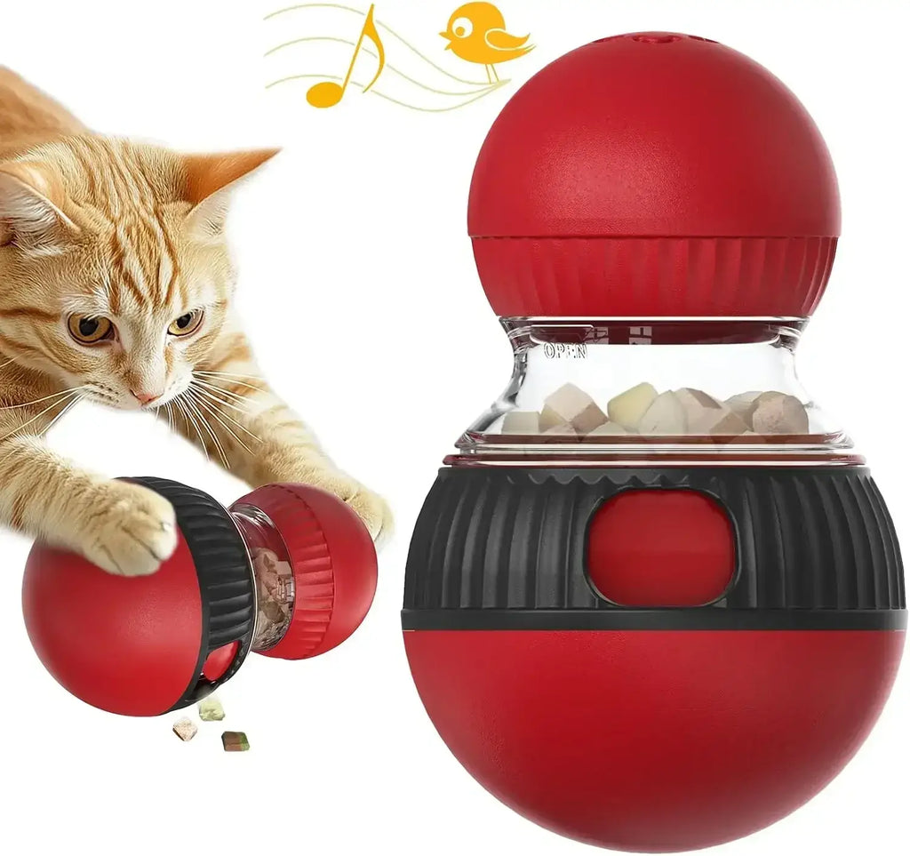 Interactive Cat Feeder Rotating Outlet Puzzle Feeder for Cats Small Dogs Mental Stimulation Exercise Toy for Pets Slow