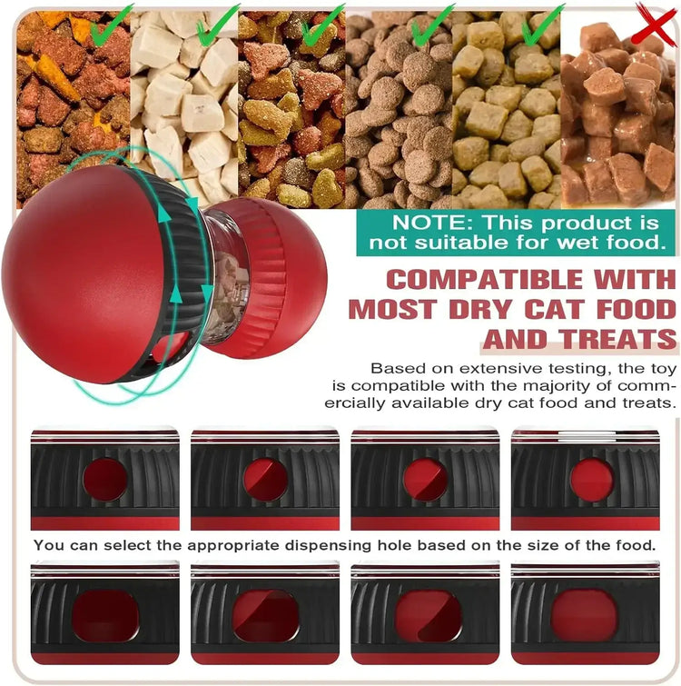 Interactive Cat Feeder Rotating Outlet Puzzle Feeder for Cats Small Dogs Mental Stimulation Exercise Toy for Pets Slow
