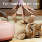 Interactive Cat Toy with Feathers & Laser 360° Obstacle Avoidance Auto Standby USB Charging
