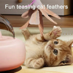 Interactive Cat Toy with Feathers & Laser 360° Obstacle Avoidance Auto Standby USB Charging