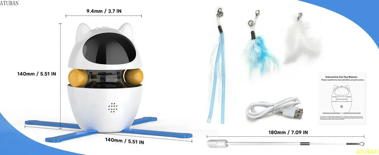 Interactive Cat Toys,3-in-1 Funny Exercise Electric Rotating Cat Toys for Indoor Cats Laser Toy Automatic Cat Ball