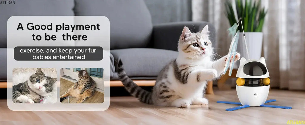 Interactive Cat Toys,3-in-1 Funny Exercise Electric Rotating Cat Toys for Indoor Cats Laser Toy Automatic Cat Ball