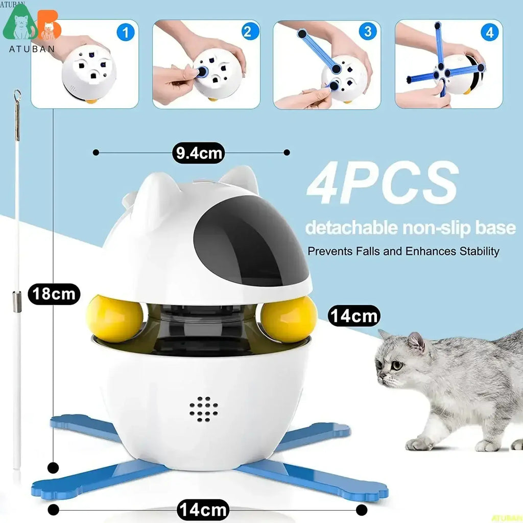 Interactive Cat Toys,3-in-1 Funny Exercise Electric Rotating Cat Toys for Indoor Cats Laser Toy Automatic Cat Ball