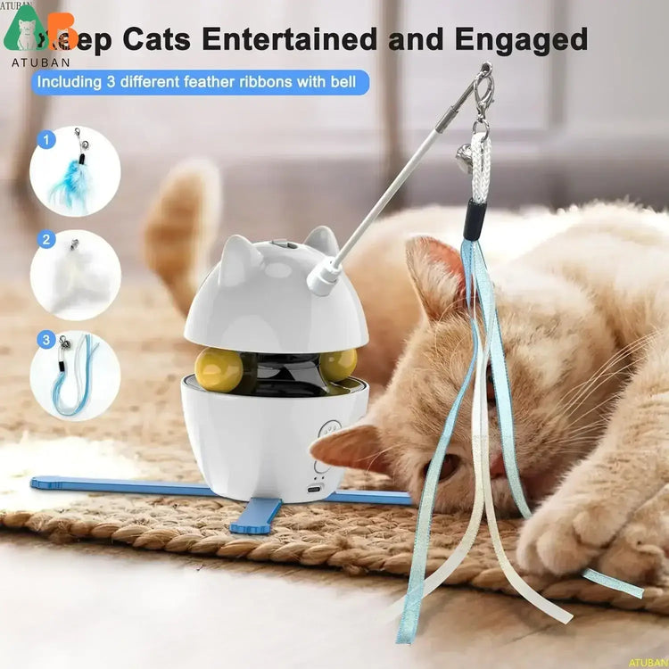 Interactive Cat Toys,3-in-1 Funny Exercise Electric Rotating Cat Toys for Indoor Cats Laser Toy Automatic Cat Ball